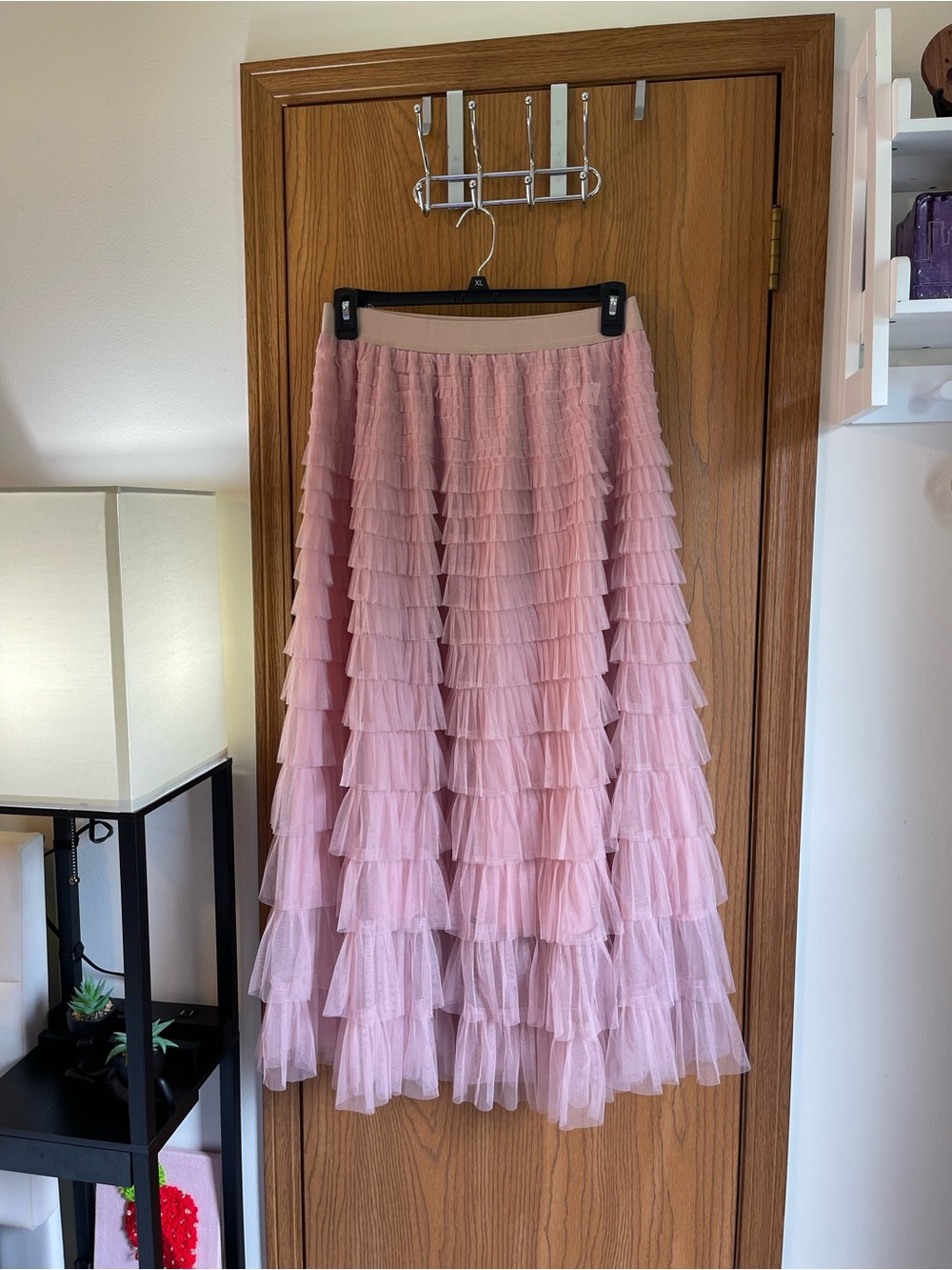 Tiered Ruffle Midi Skirt - Pink - Brand unknown - L
